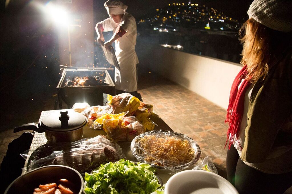 Rooftop Cooking on the terrace.